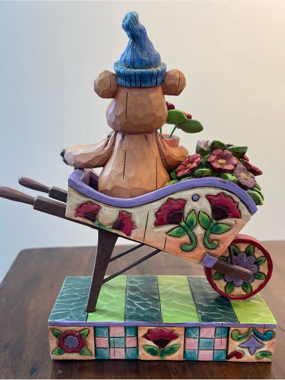 Jim Shore Heartwood Creek “Flower Bear” Garden Wheelbarrow Figuri